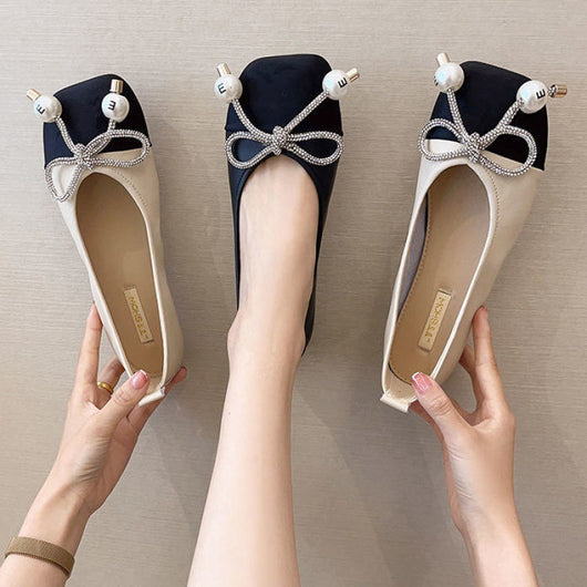 Zapatos Planos con Moño de Perlas y Punta Cuadrada - Suela Suave - Image 15