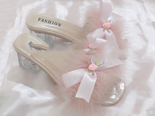 Sandalias Fuzzy Chunky con Moño Adorable - Image 7