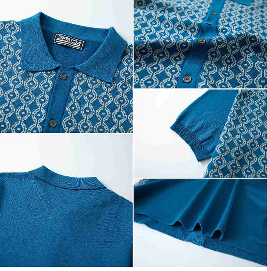 Cardigan Jacquard de Lino Tencel Manga Corta para Hombre - Image 13