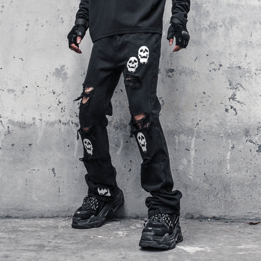 Jeans Rotos Calavera y Espadas para Hombre