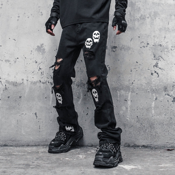Jeans Rotos Calavera y Espadas para Hombre