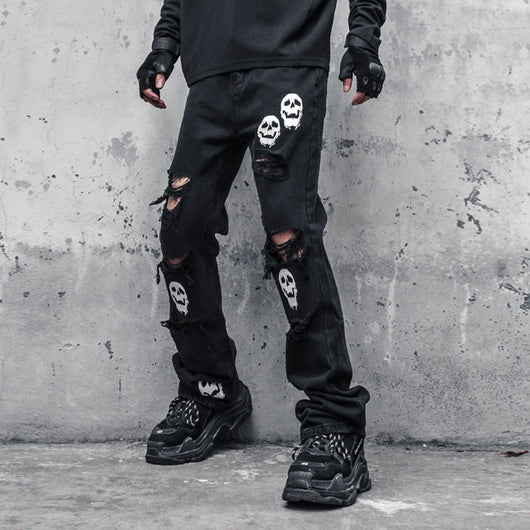 Jeans Rotos Calavera y Espadas para Hombre
