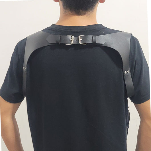 Cinturón Suspensor de Cuero PU Ajustable con Diseño Decorativo para Hombre