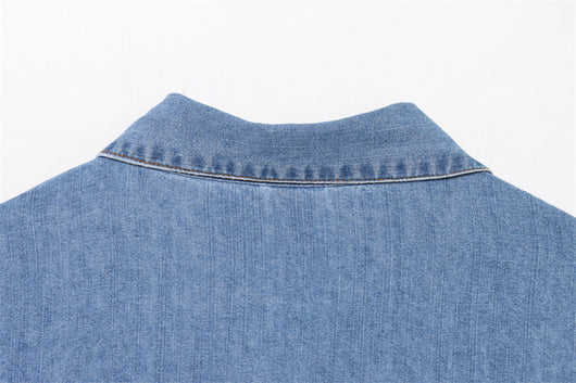 Camisa de Mezclilla con Lazo Decorativo en el Escote - Image 15