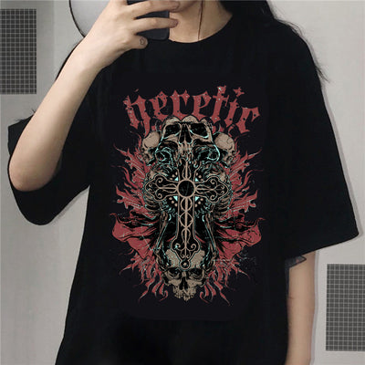 Playera Gótica Unisex Estampada Cuello Redondo Manga Corta Oversize - Image 7