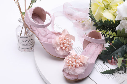 Sandalias Infantiles de Princesa con Punta Abierta, Flores de Perla y Suela Suave - Image 19