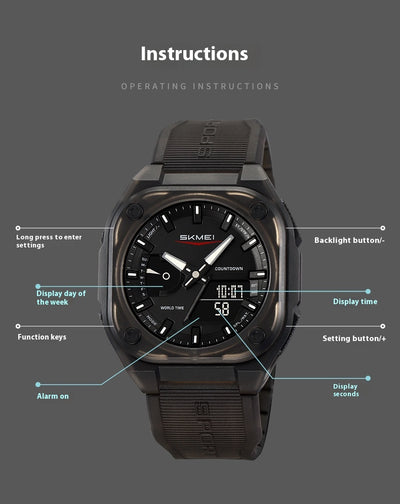 Reloj Electrónico Deportivo Dual con Insertos Luminosos e Impermeabilidad Total - Image 11