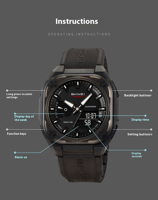 Reloj Electrónico Deportivo Dual con Insertos Luminosos e Impermeabilidad Total - Image 11