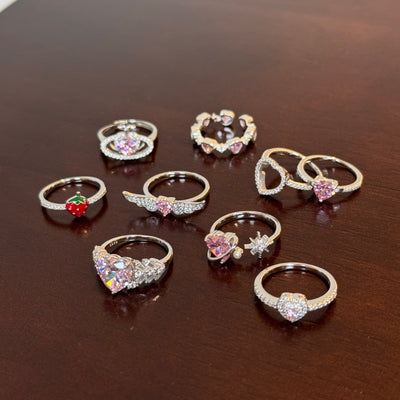 Anillo de Plata 925 Corazón Fresa con Alas y Resina para Mujer - Image 3