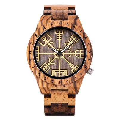 Reloj de Madera para Hombre con Símbolo de Brújula Náutica - Image 2