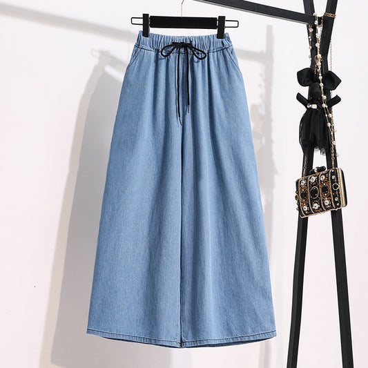 Pantalones Vaqueros Cortos Cintura Elástica con Cordones para Mujer