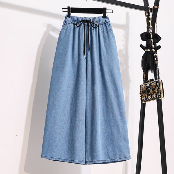 Pantalones Vaqueros Cortos Cintura Elástica con Cordones para Mujer