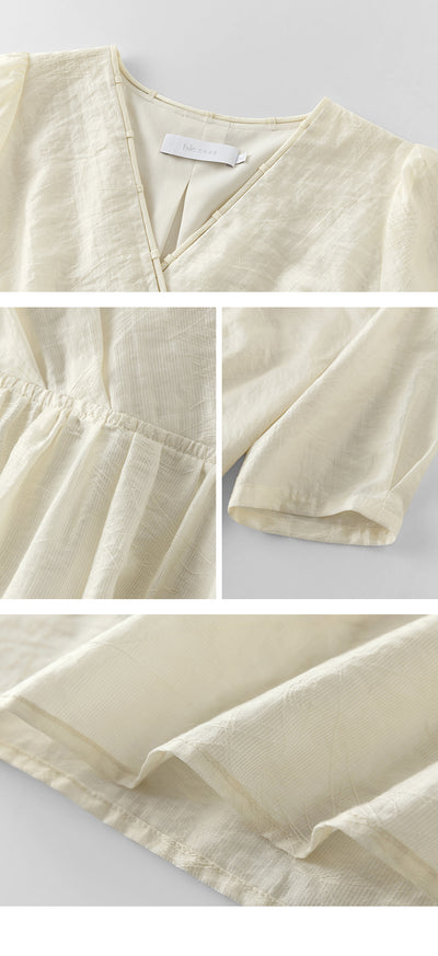 Vestido Jacquard Tencel Escote V con Textura - Image 18