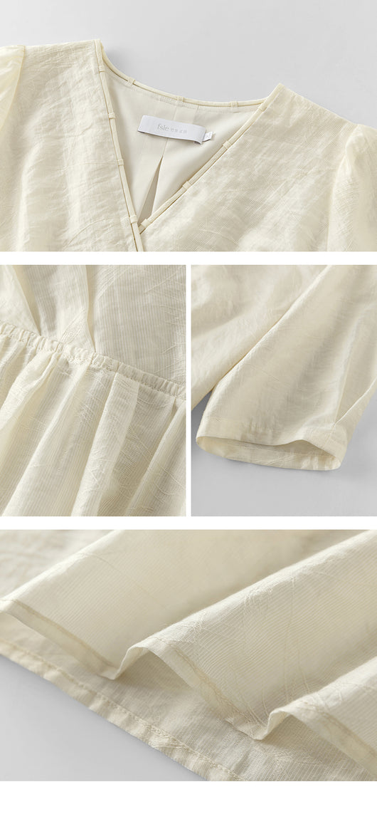 Vestido Jacquard Tencel Escote V con Textura - Image 18