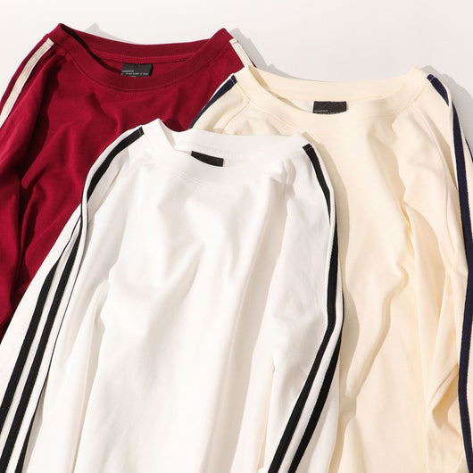 Playera Retro Americana de Manga Larga con Tres Barras para Hombre