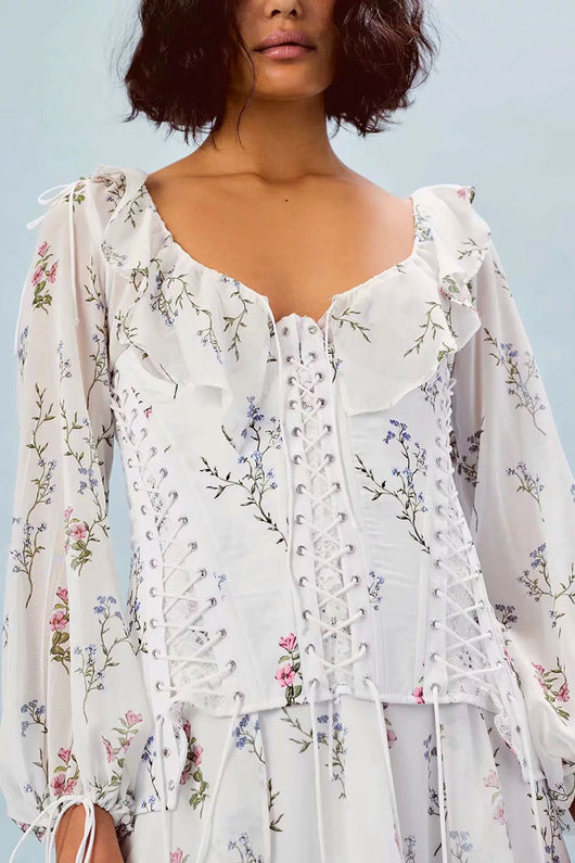 Vestido Floral Dos Piezas en Chifón con Escote V y Cintura Moldeadora - Image 13