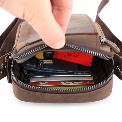 Bolsa Crossbody de Cuero para Teléfono y Accesorios - Diseño Asimétrico para Hombre - Image 4