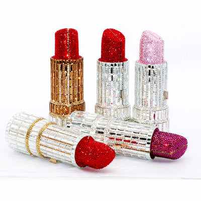 Cartera de Fiesta Metálica con Brillantes para Labial - Image 5