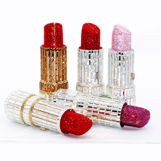 Cartera de Fiesta Metálica con Brillantes para Labial - Image 5