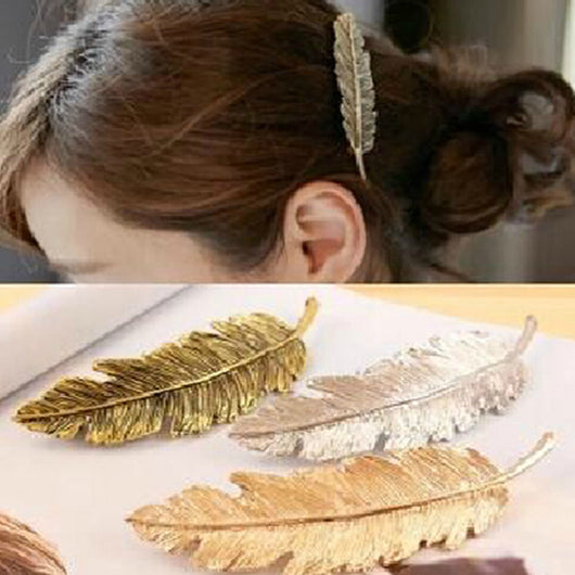 Pinza para el Pelo con Diseño de Hoja y Pluma para Dama - Image 7