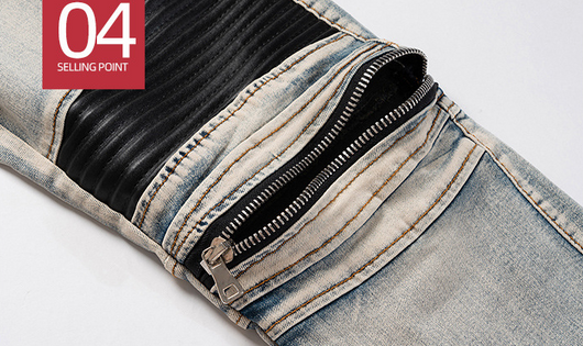 Pantalones de Cuero con Cierre en Rodilla y Parches de Cuero - Image 16