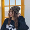 Gorro de Lana Tejido Estampado Leopardo Retro para Otoño e Invierno