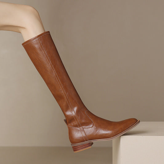 Botas Altas para Mujer con Tacón Medio y Punta Redonda