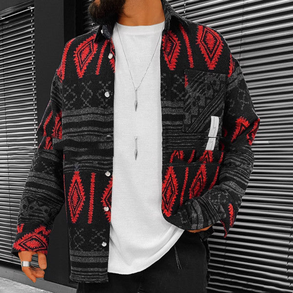 Chaqueta Casual Hombre Estampado Étnico Retro