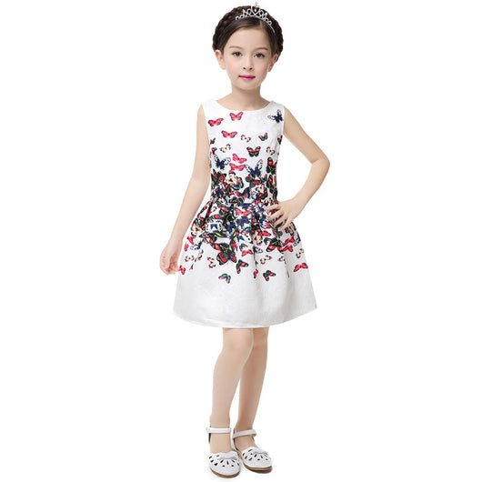 Vestido Princesa Niña sin Mangas con Estampado Elegante - Image 4