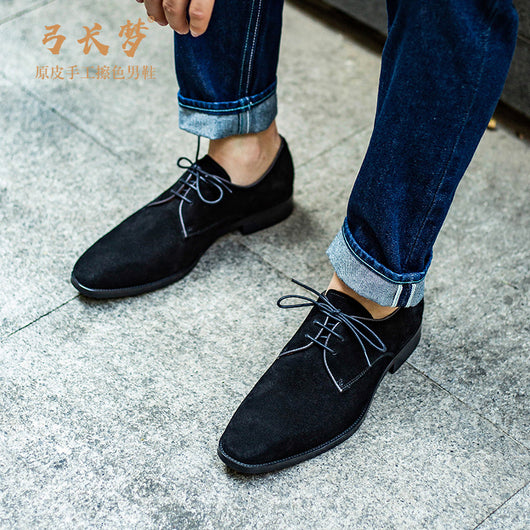 Zapatos Derby de Cuero Gamuza Artesanales para Hombre - Elegancia Formal - Image 4