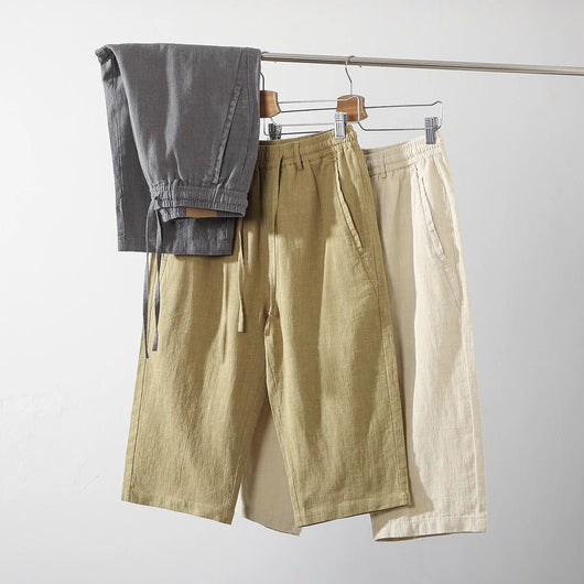 Pantalones Capri de Lino y Algodón Transpirables - Estilo Casual - Image 13
