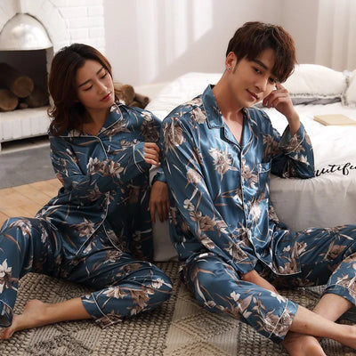 Pijamas de Seda para Parejas - Manga Larga Fresca y Cómoda - Image 21