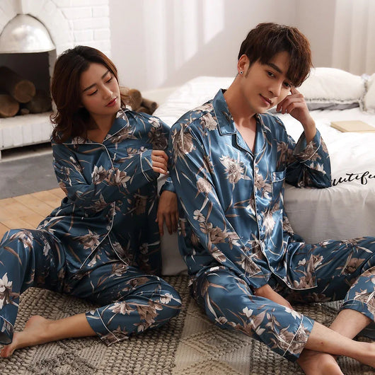 Pijamas de Seda para Parejas - Manga Larga Fresca y Cómoda - Image 21