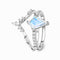 Sterling Plateado Waterdrop Set Diamond Ring Women's Double Layer Niche Design Verde 6