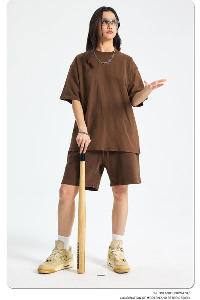 Shorts Deportivos de Algodón Puro Teñidos con Patrón Vintage Lavado - Image 74
