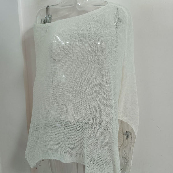 Blusa Tejida de Protección Solar con Capa Irregular para Mujer - Image 5