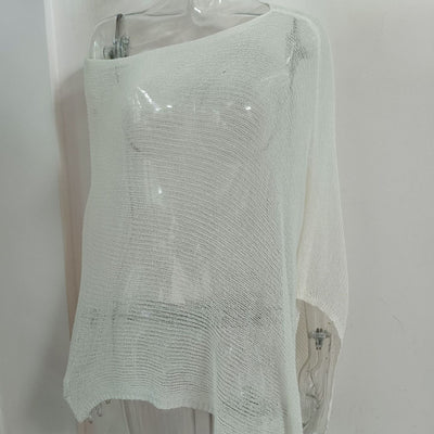 Blusa Tejida de Protección Solar con Capa Irregular para Mujer - Image 5