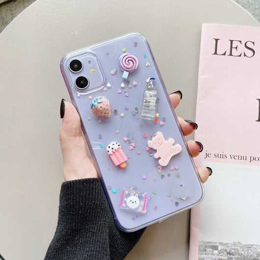 Funda para Celular con Diseño Conejito de Helado y Resina Epoxi