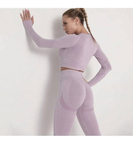 Traje de Yoga Largo Ajustado de Cintura Alta con Manga Larga - Image 32
