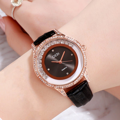 Reloj Cinturón de Cuero Doble Diamante Versátil para Mujer - Image 6