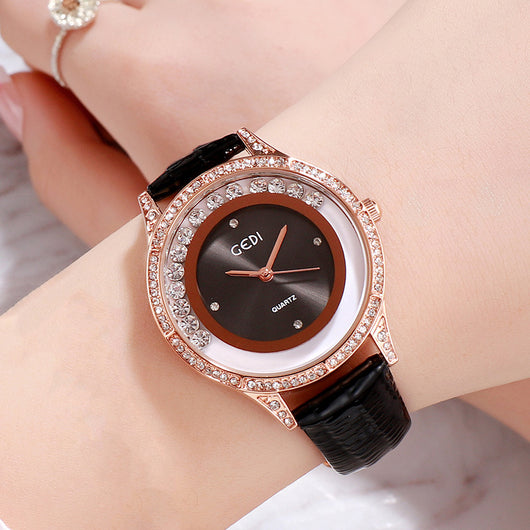 Reloj Cinturón de Cuero Doble Diamante Versátil para Mujer - Image 6