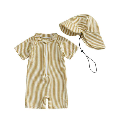 Traje de Baño Infantil Rayas Manga Corta Tallas 70-110 - Image 5