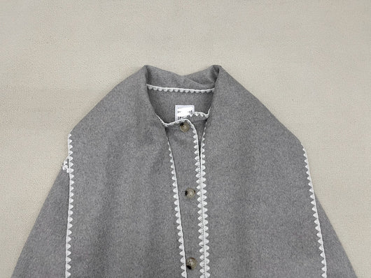 Abrigo de Lana Suelto con Cuello Bufanda de Borlas para Otoño e Invierno - Image 21