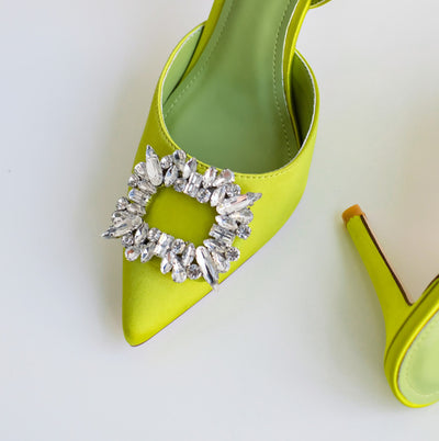 Zapato de Tacón Medio con Diamantes de Imitación y Satén - Elegancia Temperamental - Image 3