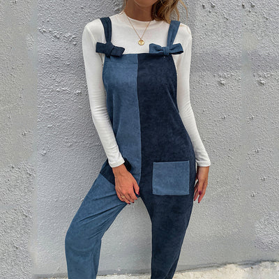 Jumpsuit Casual para Damas con Costuras Bicolores y Tirantes Simétricos - Image 11