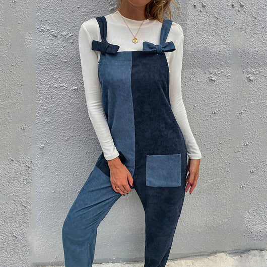 Jumpsuit Casual para Damas con Costuras Bicolores y Tirantes Simétricos - Image 11