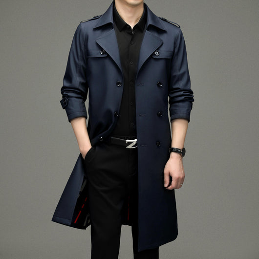 Gabardina Larga Cruzada para Hombre - Estilo Ejecutivo Casual - Image 2
