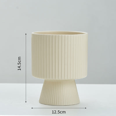 Maceta de Cerámica Nórdica con Diseño de Rayas Creativas - Image 13
