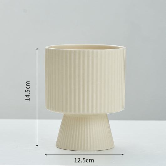 Maceta de Cerámica Nórdica con Diseño de Rayas Creativas - Image 13