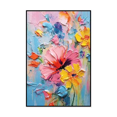 Cuadro Abstracto Flores Primavera - Pintura al Óleo Texturizada con Técnica Paleta - Image 5